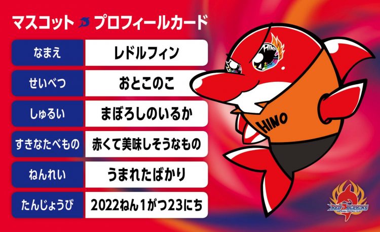 ニュース - 日野レッドドルフィンズマスコット 赤いるかちゃんの名前